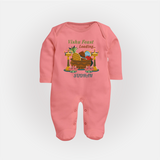 Vishu Feast Loading Baby FULL BODY SUIT – Festive Food & Kani Theme - PEACH - New Born (Chest 7.5")