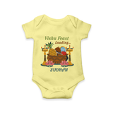 Vishu Feast Loading Baby Romper – Festive Food & Kani Theme - PASTEL YELLOW - New Born (Chest 14")