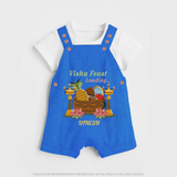 Vishu Feast Loading Baby DUNGAREE – Festive Food & Kani Theme - COBALT BLUE - 0 - 5 Months Old (Chest 18")