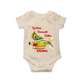 Golden Harvest Vishu Baby Romper – Krishna Flute & Festive Theme - IVORY - New Born (Chest 14")