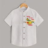 Golden Harvest Vishu Baby SHIRT – Krishna Flute & Festive Theme - WHITE - 0 - 6 Months Old (Chest 23")
