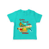 Golden Harvest Vishu Baby T-Shirt – Krishna Flute & Festive Theme - TEAL - 0-5 Months Old (Chest 17")