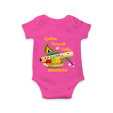 Golden Harvest Vishu Baby Romper – Krishna Flute & Festive Theme - HOT PINK - New Born (Chest 14")