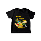 Golden Harvest Vishu Baby T-Shirt – Krishna Flute & Festive Theme - BLACK - 0-5 Months Old (Chest 17")