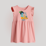 Vishu Baby Boss BABY FROCK – Cute Krishna Theme - BABY PINK - 0 - 3 Months Old (Chest 17")