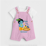 Vishu Baby Boss DUNGAREE – Cute Krishna Theme - BABY PINK - 0 - 5 Months Old (Chest 18")