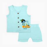 Vishu Baby Boss Jabla – Cute Krishna Theme - BABY BLUE - 0 - 3 Months Old (Chest 9.8")