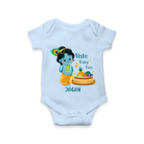Vishu Baby Boss Romper – Cute Krishna Theme - BABY BLUE - New Born (Chest 14")