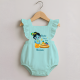 Vishu Baby Boss ROMPER FROCK – Cute Krishna Theme - MINT GREEN - 0 - 3 Months Old (Chest 19")