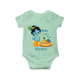 Vishu Baby Boss Romper – Cute Krishna Theme - MINT GREEN - New Born (Chest 14")