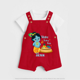 Vishu Baby Boss DUNGAREE – Cute Krishna Theme - RED - 0 - 5 Months Old (Chest 18")