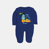 Vishu Baby Boss FULL BODY SUIT – Cute Krishna Theme - NAVY BLUE - New Born (Chest 7.5")