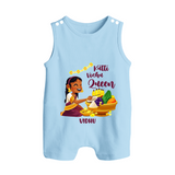 Kutti Vishu Queen Baby BUTTON ROMPER – Girl Festive Theme - BABY BLUE - New Born (Chest 18")