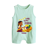 Kutti Vishu Queen Baby BUTTON ROMPER – Girl Festive Theme - MINT GREEN - New Born (Chest 18")