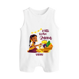 Kutti Vishu Queen Baby BUTTON ROMPER – Girl Festive Theme - WHITE - New Born (Chest 18")