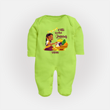 Kutti Vishu Queen Baby FULL BODY SUIT – Girl Festive Theme - LIME GREEN - New Born (Chest 7.5")