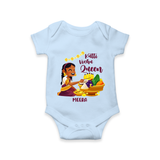 Kutti Vishu Queen Baby Romper – Girl Festive Theme - BABY BLUE - New Born (Chest 14")