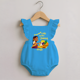 Kutti Vishu Queen Baby ROMPER FROCK – Girl Festive Theme - SKY BLUE - 0 - 3 Months Old (Chest 19")