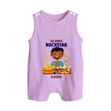 Lil Vishu Rockstar Baby BUTTON ROMPER – Cute Festive Kids Wear for Vishu Celebration - LILAC - New Born (Chest 18")