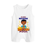 Lil Vishu Rockstar Baby BUTTON ROMPER – Cute Festive Kids Wear for Vishu Celebration - WHITE - New Born (Chest 18")