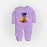 Lil Vishu Rockstar Baby FULL BODY SUIT – Cute Festive Kids Wear for Vishu Celebration - LILAC - New Born (Chest 7.5")