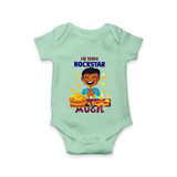 Lil Vishu Rockstar Baby Romper – Cute Festive Kids Wear for Vishu Celebration - MINT GREEN - New Born (Chest 14")