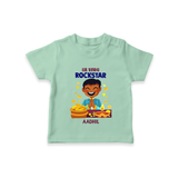 Lil Vishu Rockstar Baby T-Shirt – Cute Festive Kids Wear for Vishu Celebration - MINT GREEN - 0-5 Months Old (Chest 17")