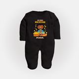Lil Vishu Rockstar Baby FULL BODY SUIT – Cute Festive Kids Wear for Vishu Celebration - BLACK - New Born (Chest 7.5")