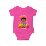 Lil Vishu Rockstar Baby Romper – Cute Festive Kids Wear for Vishu Celebration - HOT PINK - New Born (Chest 14")