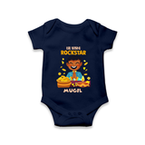 Lil Vishu Rockstar Baby Romper – Cute Festive Kids Wear for Vishu Celebration - NAVY BLUE - New Born (Chest 14")