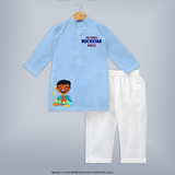 Lil Vishu Rockstar Kids KURTA – Festive Vishu Outfit for Boys - BABY BLUE - 3 - 6 Months Old (Chest 24", Kurta Length 14'', Waist 19", Pant Length 14")