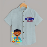 Lil Vishu Rockstar Kids Shirt – Festive Vishu Outfit for Boys - ARCTIC BLUE - 0 - 6 Months Old (Chest 23")