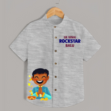 Lil Vishu Rockstar Kids Shirt – Festive Vishu Outfit for Boys - GREY - 0 - 6 Months Old (Chest 23")