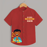 Lil Vishu Rockstar Kids Shirt – Festive Vishu Outfit for Boys - RED - 0 - 6 Months Old (Chest 23")
