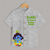 Kutti Krishna Vishu Kids Shirt – Baby Krishna Festive Wear - GREY - 0 - 6 Months Old (Chest 23")