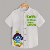 Kutti Krishna Vishu Kids Shirt – Baby Krishna Festive Wear - WHITE - 0 - 6 Months Old (Chest 23")