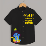 Kutti Krishna Vishu Kids Shirt – Baby Krishna Festive Wear - BLACK - 0 - 6 Months Old (Chest 23")