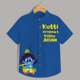 Kutti Krishna Vishu Kids Shirt – Baby Krishna Festive Wear - COBALT BLUE - 0 - 6 Months Old (Chest 23")