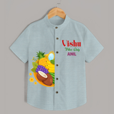 Vishu Vibes Only Kids Shirt – Traditional Vishu Kani Theme Outfit - ARCTIC BLUE - 0 - 6 Months Old (Chest 23")