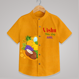 Vishu Vibes Only Kids Shirt – Traditional Vishu Kani Theme Outfit - CHROME YELLOW - 0 - 6 Months Old (Chest 23")