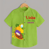 Vishu Vibes Only Kids Shirt – Traditional Vishu Kani Theme Outfit - LIME GREEN - 0 - 6 Months Old (Chest 23")