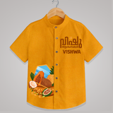 Vishu Wishes Kids Shirt – Malayalam Typography Festive Wear - CHROME YELLOW - 0 - 6 Months Old (Chest 23")