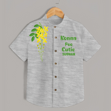 Konna Poo Cutie Kids Shirt – Kerala Vishu Flower Theme Outfit - GREY - 0 - 6 Months Old (Chest 23")