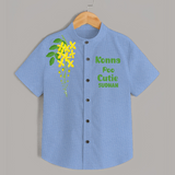 Konna Poo Cutie Kids Shirt – Kerala Vishu Flower Theme Outfit - SKY BLUE - 0 - 6 Months Old (Chest 23")