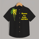 Konna Poo Cutie Kids Shirt – Kerala Vishu Flower Theme Outfit - BLACK - 0 - 6 Months Old (Chest 23")