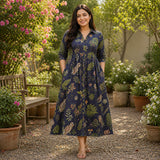 Midnight Garden Botanical Maternity Dress