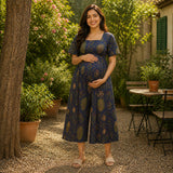 Midnight Garden Botanical Maternity Dress