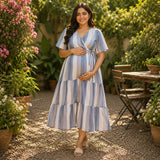 Powder Blue Stripe Maternity Collection
