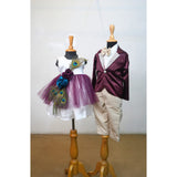 Wine Colour Family Party Wear Combo - Dad, Mom,Boy Kid, Girl Kid