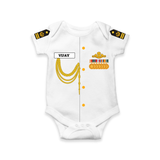 Personalized Navy Officer Baby Romper | Cute Navy Uniform Design with Name, Medals And Shoulder Epaulettes
